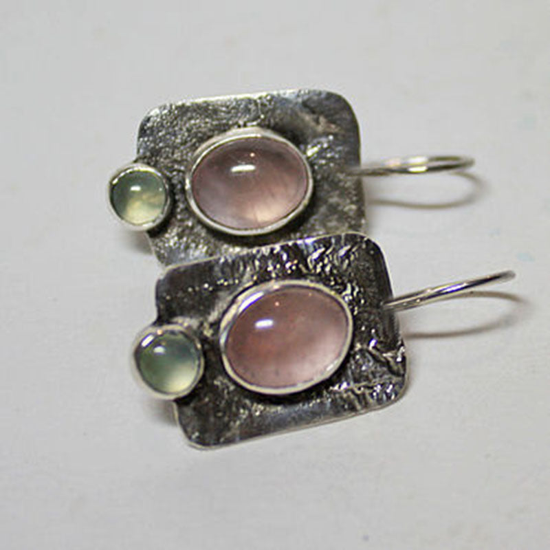 Wholesale Exquisite compact pink Green Cat's Eye Stone earrings