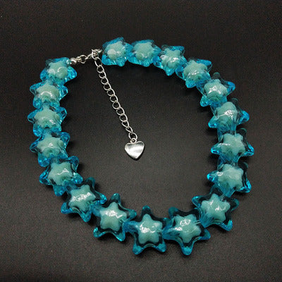 Wholesale Acrylic Beads Green Star Beaded Necklace