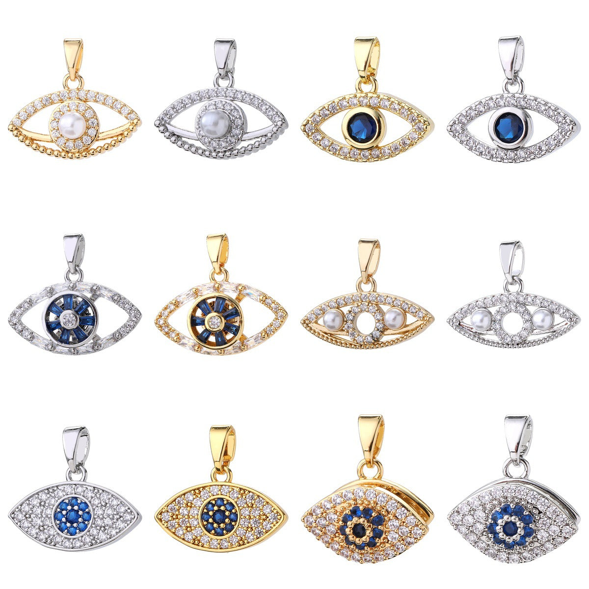 Wholesale Evil Eye Pendant 14K Gold Plated Brass DIY Jewelry Making Fashion Accessory Gift