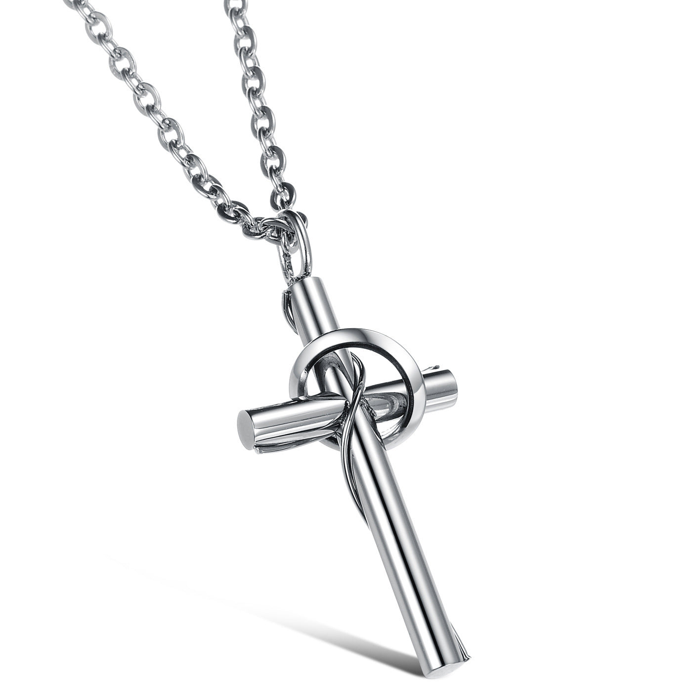 Wholesale  cross stainless steel couple necklace pure steel chain necklace
