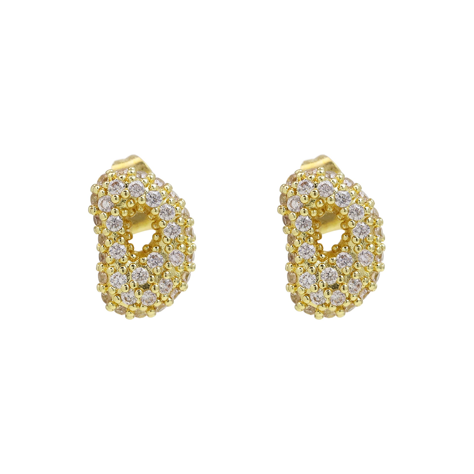 Wholesale 18k Brass Balloon Bubble Zircon small size 26 English Cute Letter Earrings