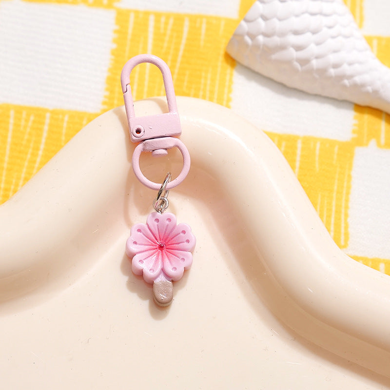 Wholesale Resin Cherry Blossom Macaron Keychain Bag Charm Decorative Accessory Gift