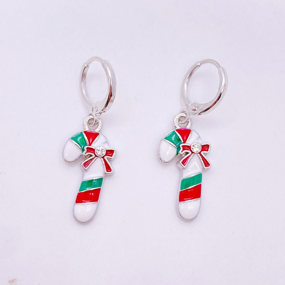 Wholesale Christmas Alloy Christmas Tree Snowman Oil Drop Pendant Earrings ACC-ES-ChenY067
