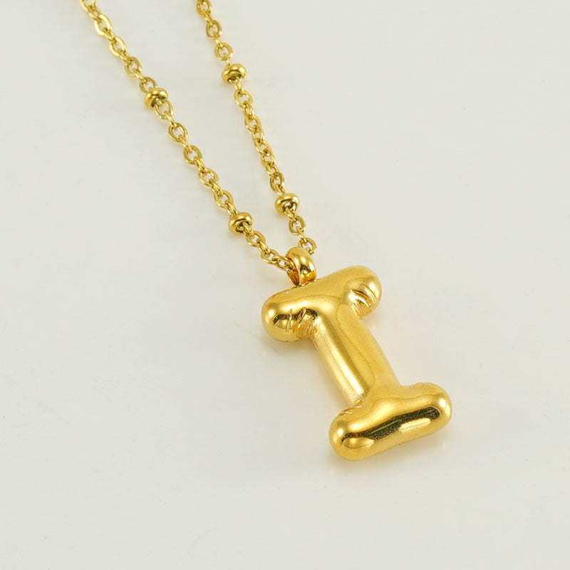 Wholesale  bubble letter necklace 18K stainless steel English letter pendant jewelry