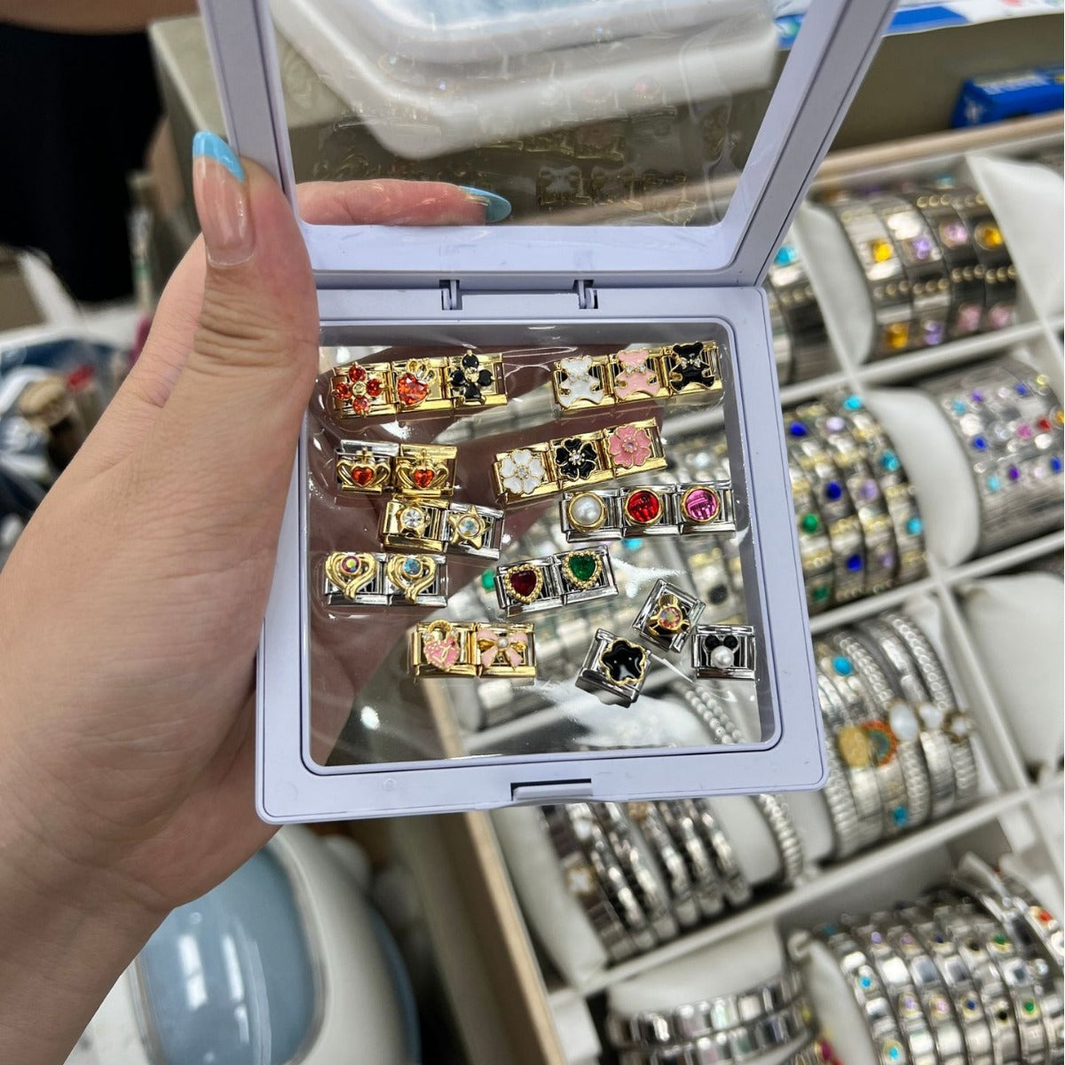 Wholesale 10pcs Italian Charm Bracelet 9mm DIY Splicing Rock Black and White Titanium Steel Composable Bracelet