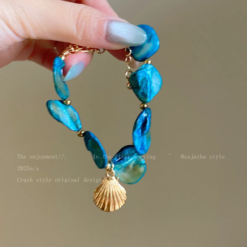 Wholesale Blue Shell Jewelry Set For Women Trendy Seaside Vacation Beach Fashion Accessory Boutique Resale