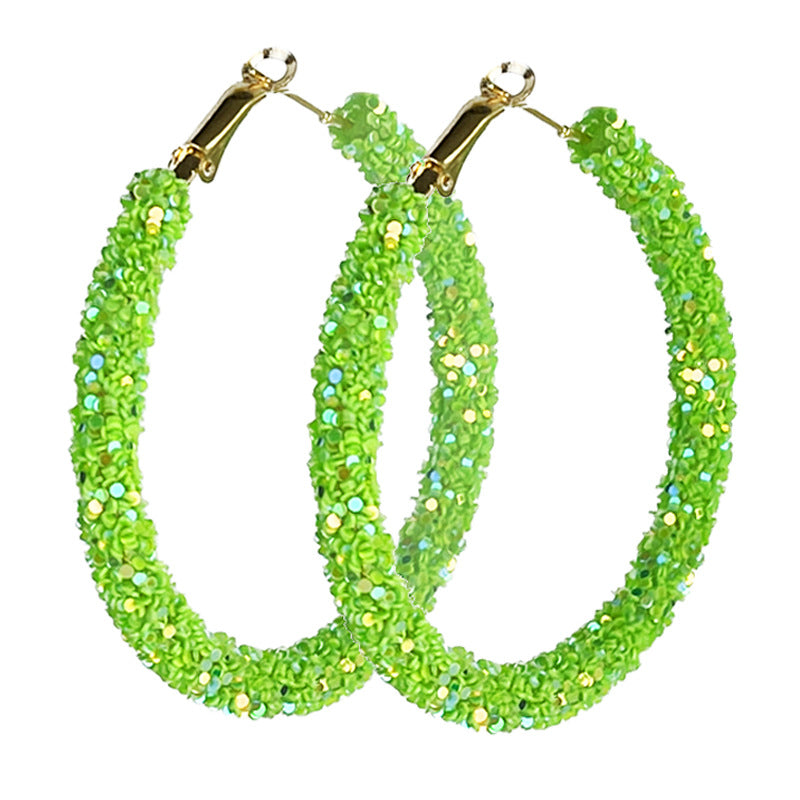 Wholesale 2 pairs/pack St. Patrick's Green Glitter Large Earrings ACC-ES-HY224