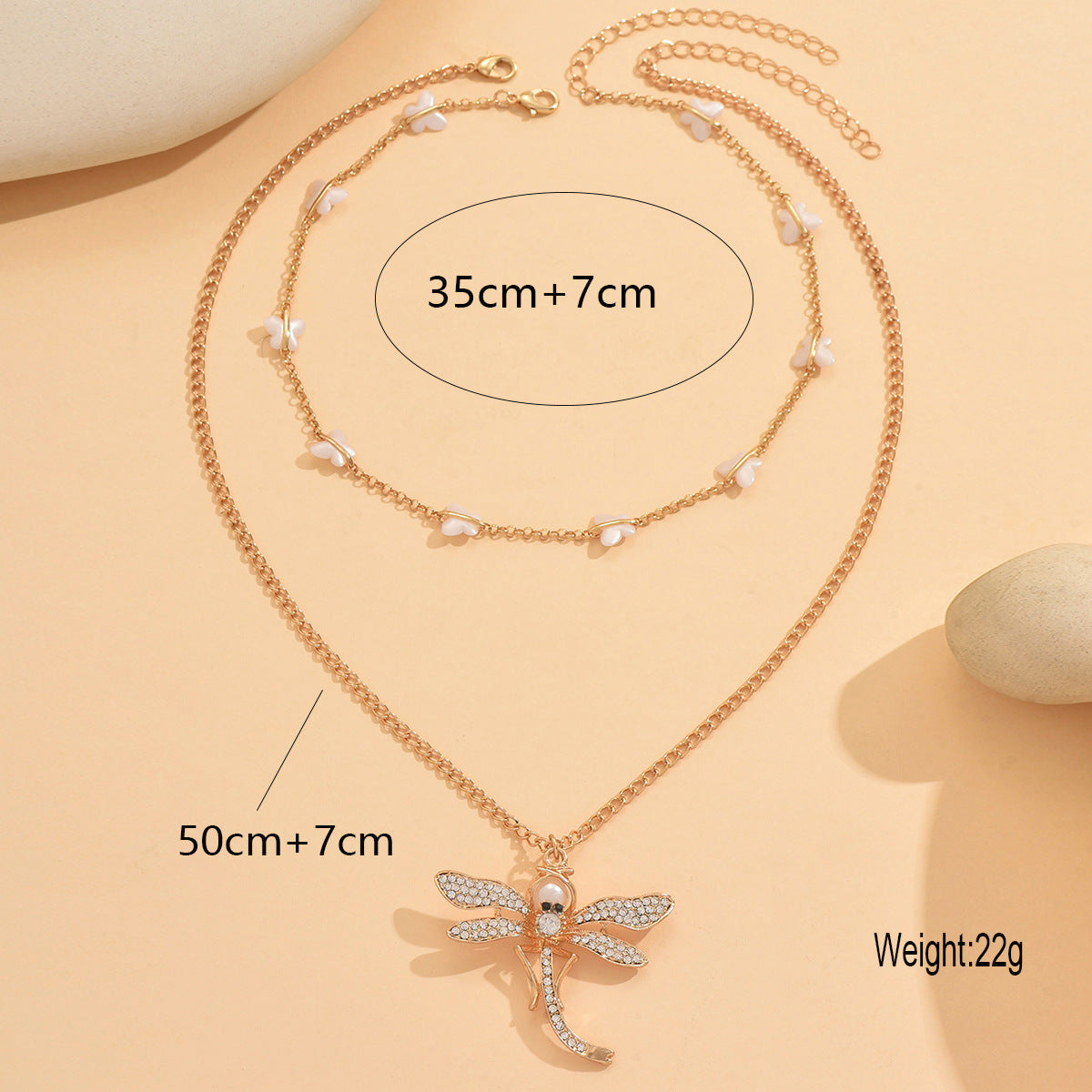 Wholesale simple design  rhinestone-encrusted dragonfly pendant Necklace