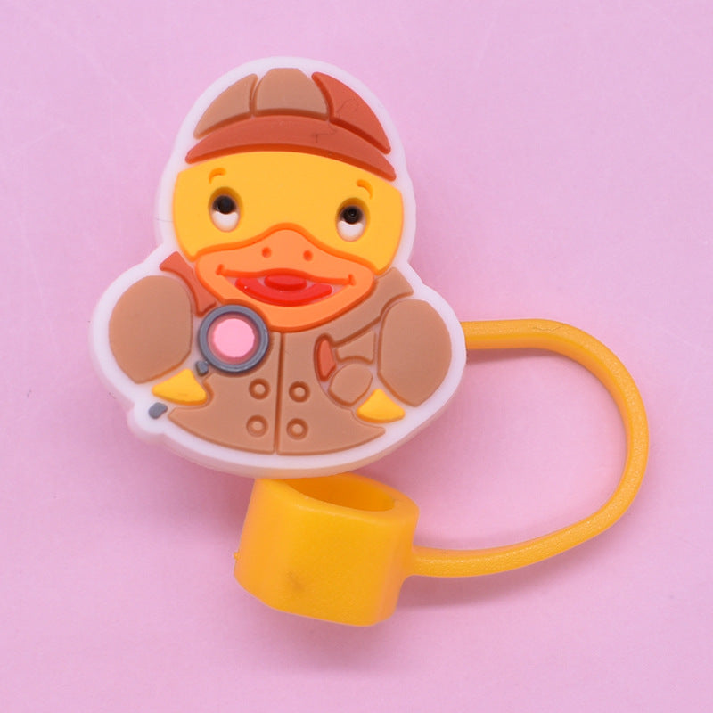 Wholesale Random 100pcs Little Yellow Duck Series PVC Soft Straw Tube Cap