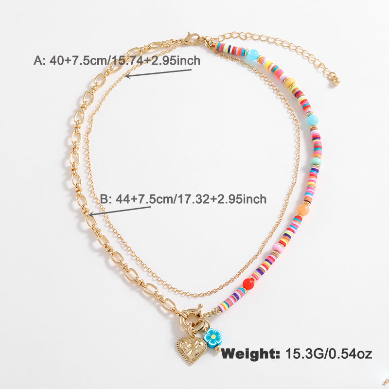 Wholesale Polymer Clay Glass Geometric Metal Pendant Necklaces ACC-NE-KJ002