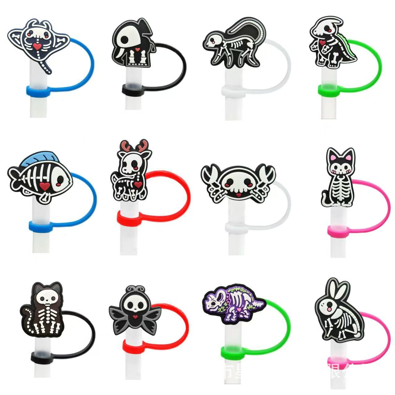 Wholesale 10pcs  themed animal skull shapes Straw Cover Straw Tube Cap