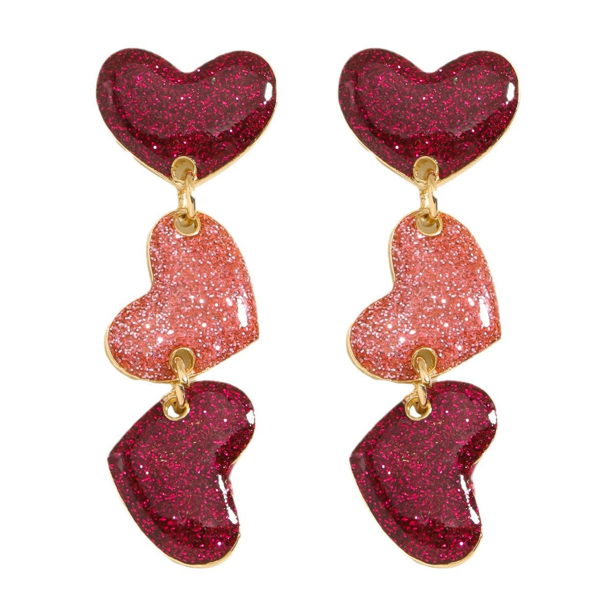 Wholesale Valentine' s Day Oil-Drip Heart Earrings