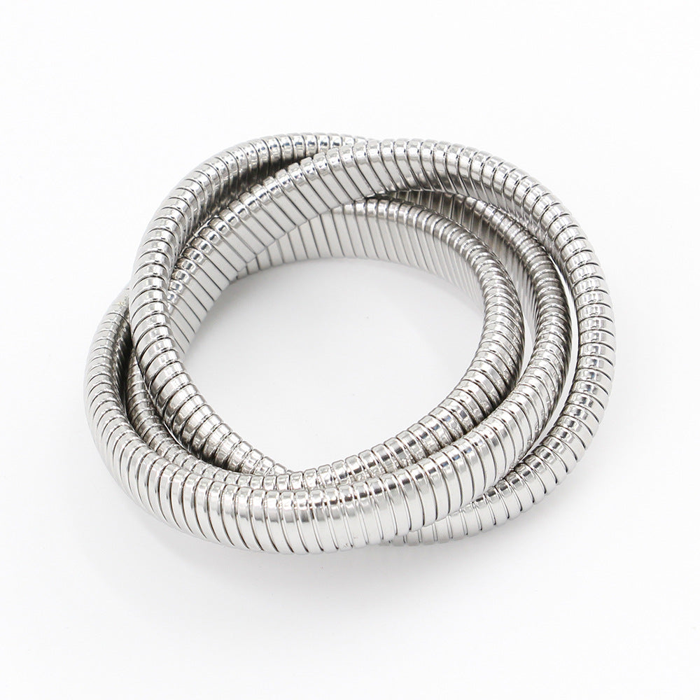 Wholesale Three-layer Elastic Bracelet Stainless Steel Bracelets 18K Gold Plated Bracelet ACC-BT-Yueshi001