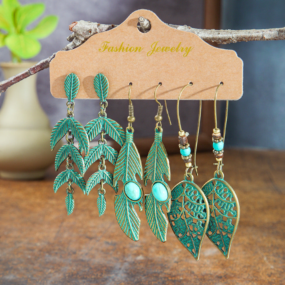 Wholesale Bohemian Floral Geometric Earring Set Zinc Alloy Fashion Accessory for Boutique Resale