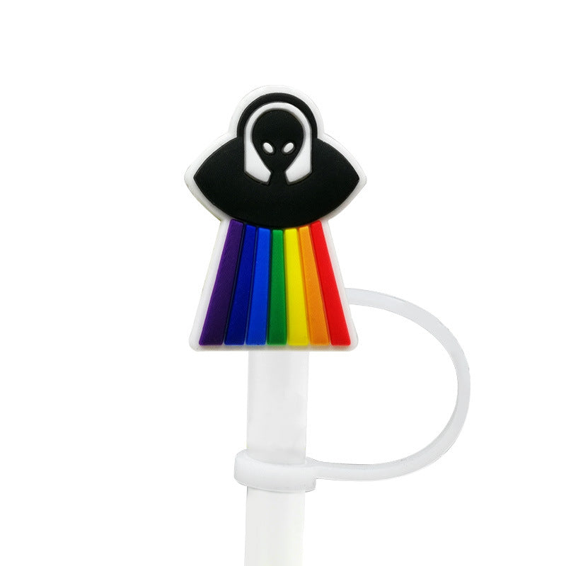 Wholesale 10PCS 7-8mm Space Transportation Vehicles with Silicone Straw Tube Cap Straw Decorations