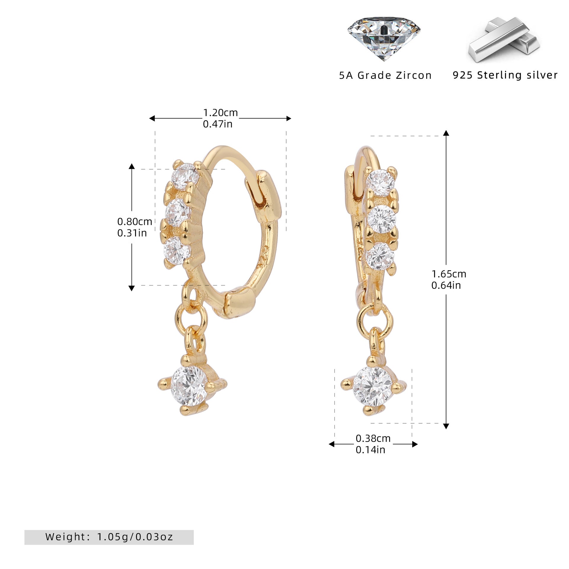 Wholesale  S925 Sterling Silver Diamond Micro-inlaid Zircon  Light Luxury  Earrings