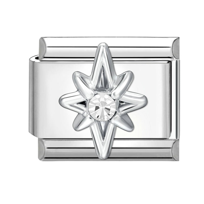 Wholesale Italian Charm Bracelet 9mm DIY Splicing Diamond Pendant Stainless Steel Composable Bracelet