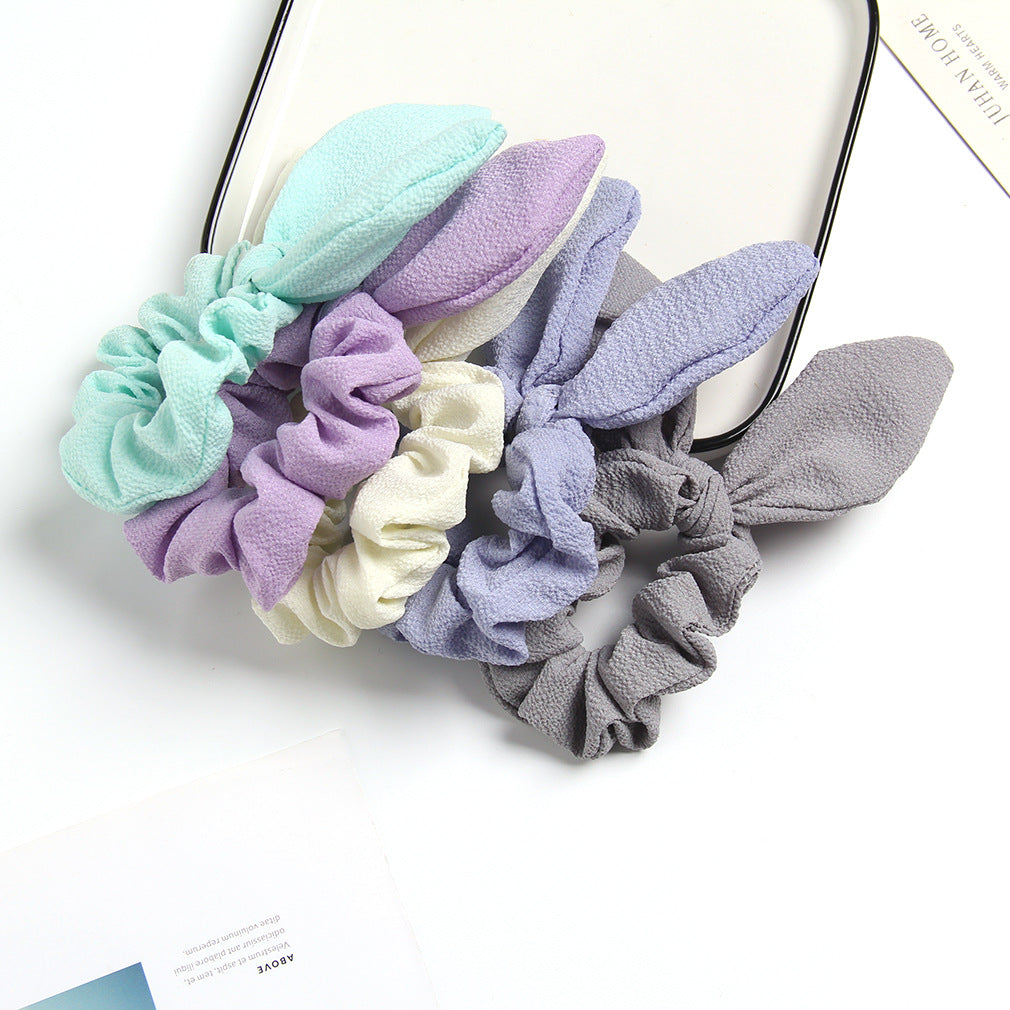 Wholesale Solid color fabric rabbit ear hair ring cute girl hair accessorie
