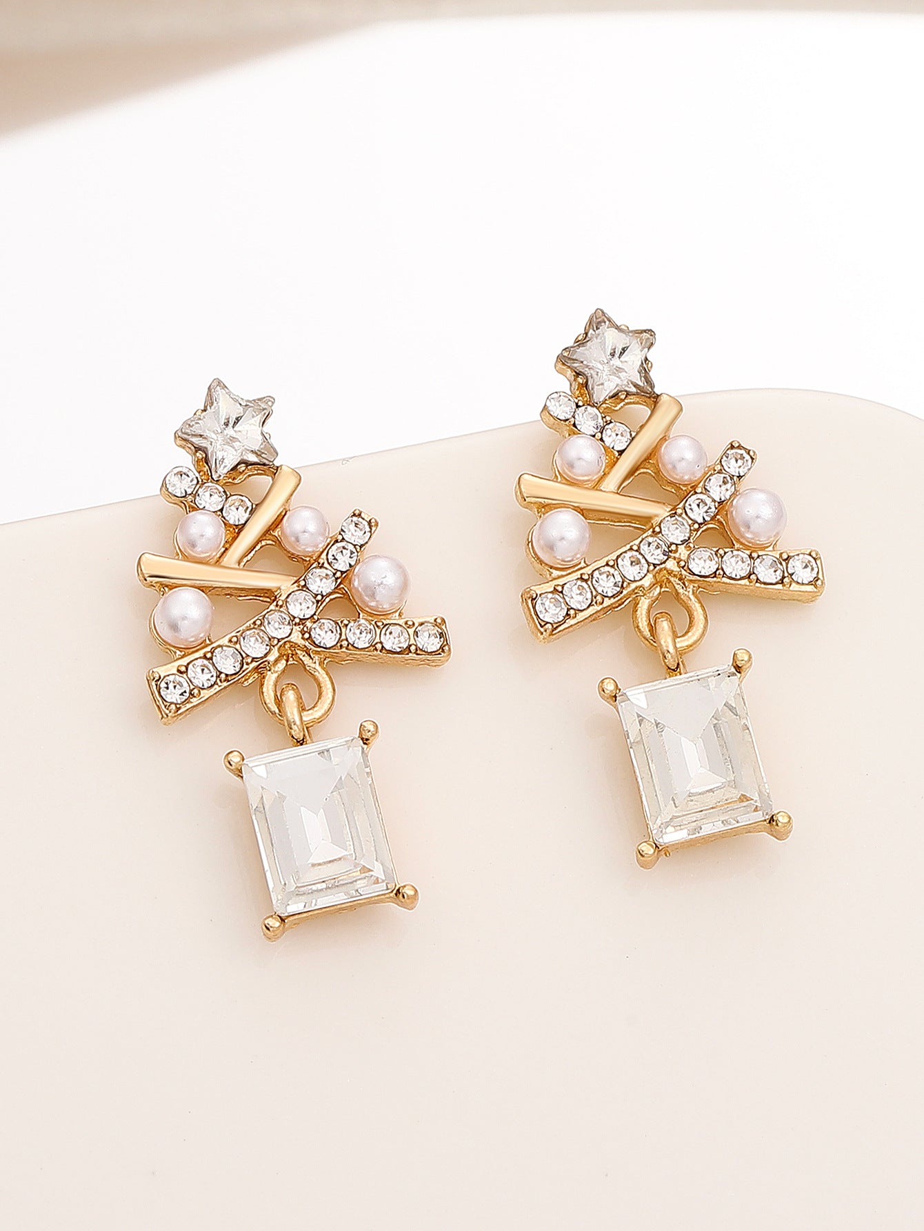 Wholesale Christmas Tree Earrings For Women Colorful Rhinestone Gold Tone Party Jewelry Gift