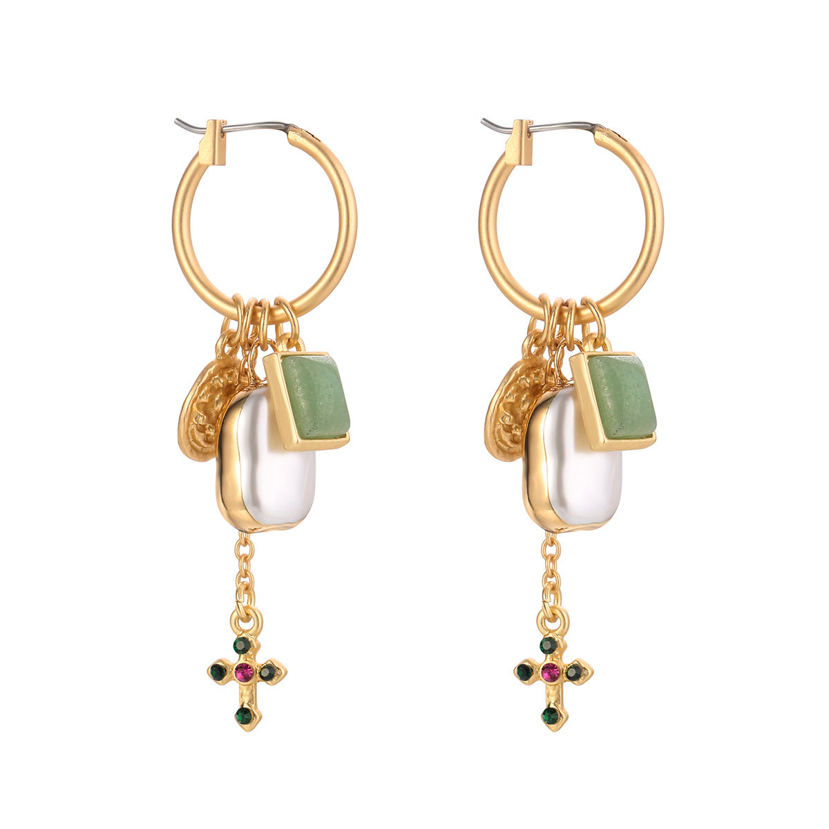 Wholesale Pearl Covered Gold Edge Zinc Alloy Earrings