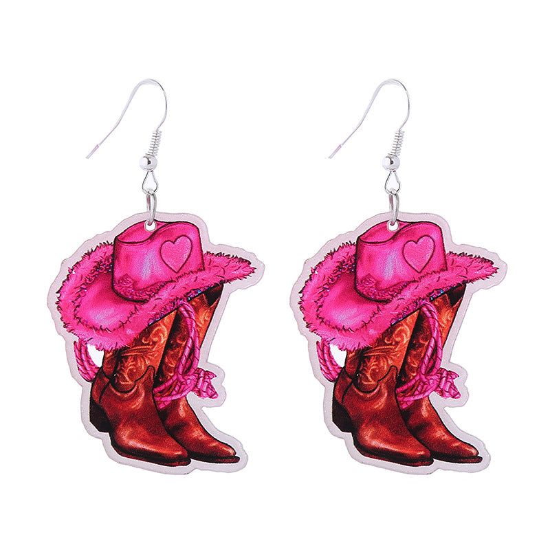 Wholesale Pink Tape Valentine's Day Double Sided Acrylic Earrings ACC-ES-ChouT005