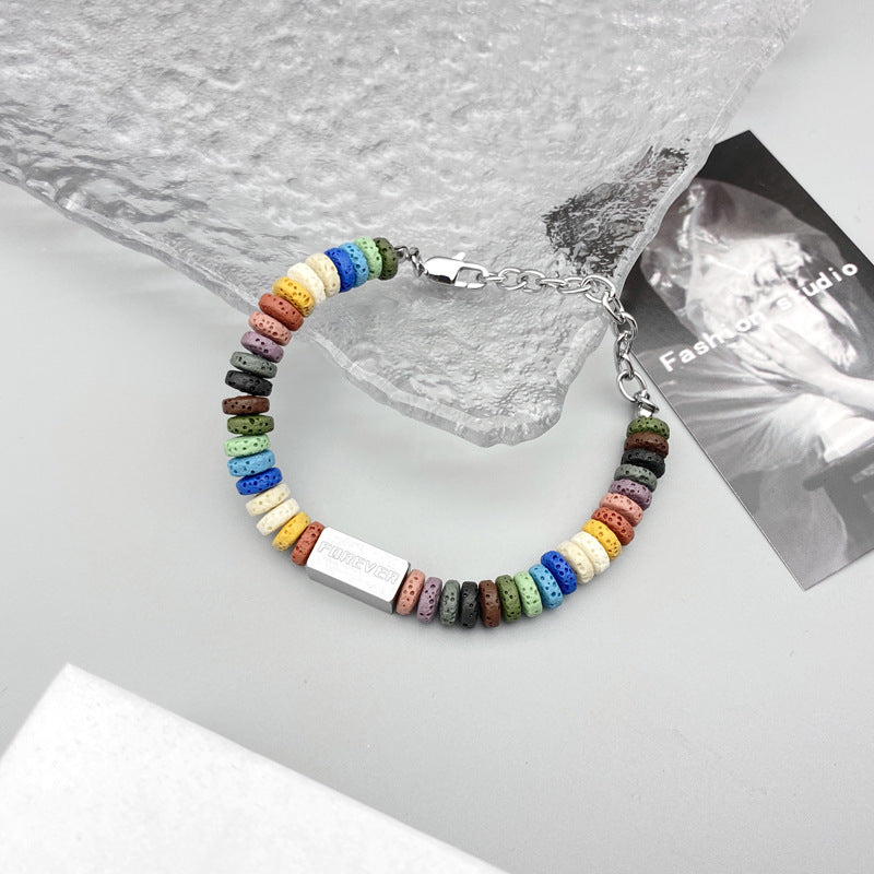 Wholesale Colorful Volcanic Stone Bracelets Splicing Cube Bracelet ACC-BT-Hexin001