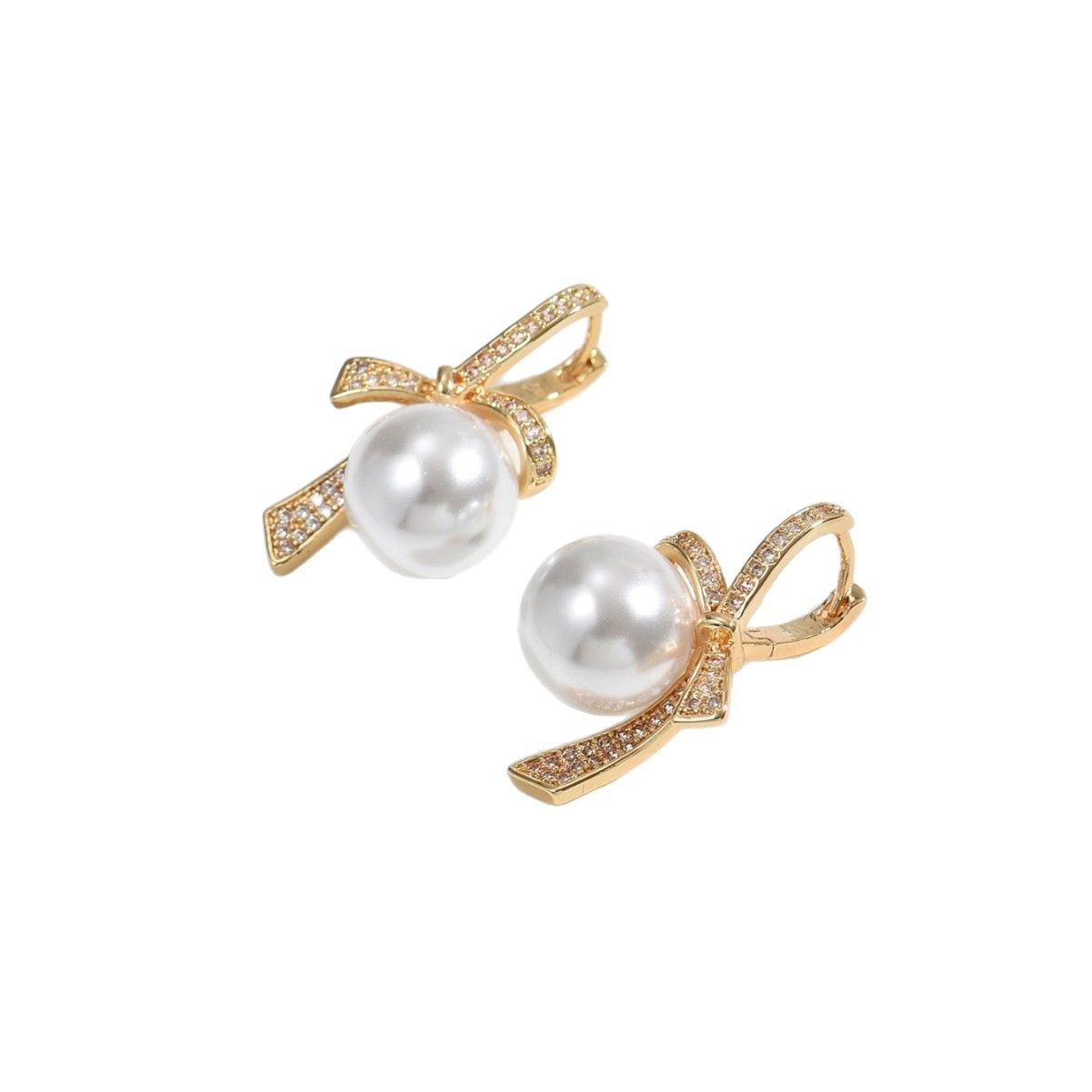 Wholesale Bow Pearl Earrings with Diamond Light Luxury Ear Stud