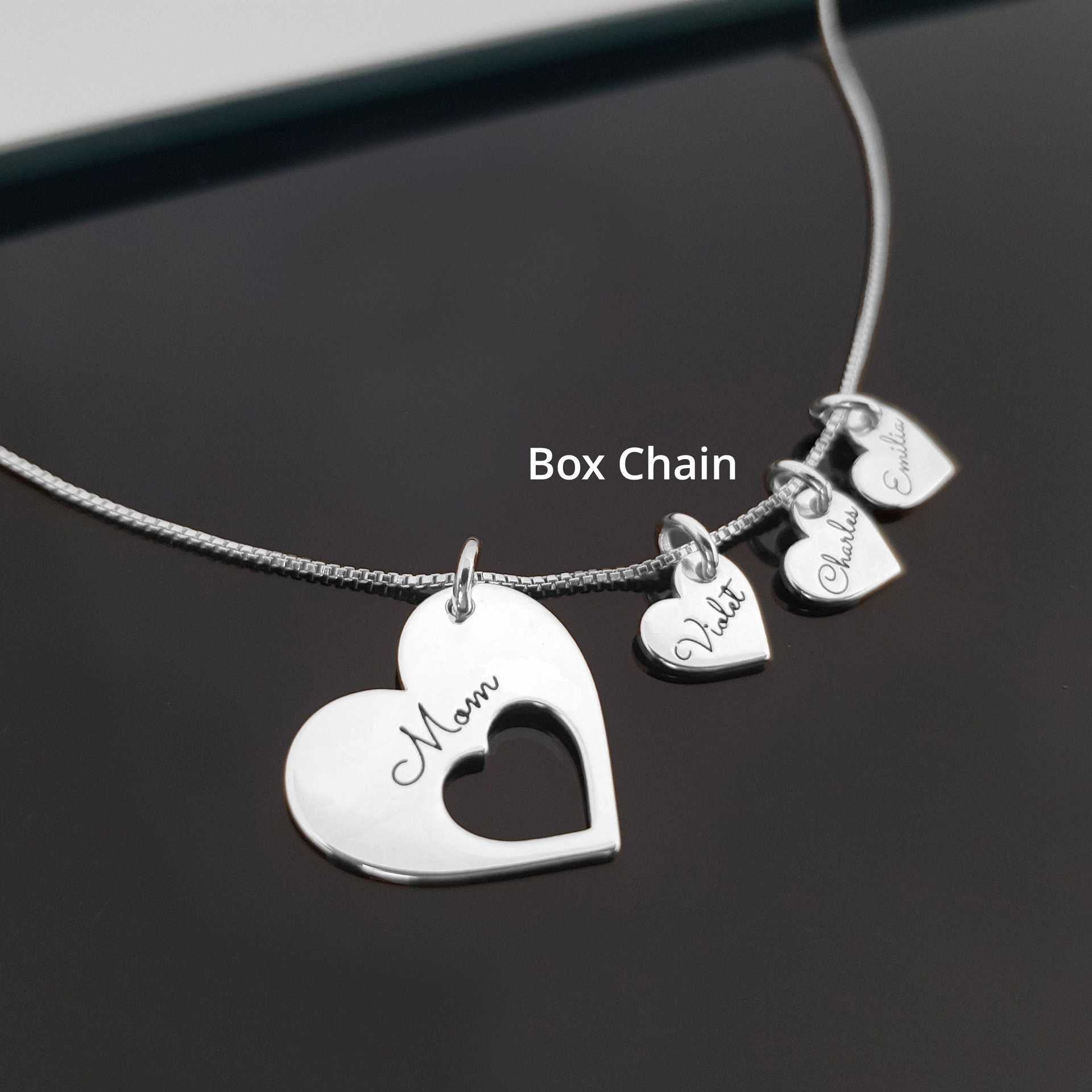 Wholesale Heart-Shaped Stainless Steel Engraved Name Pendant Necklace Jewelry Gift for Mom