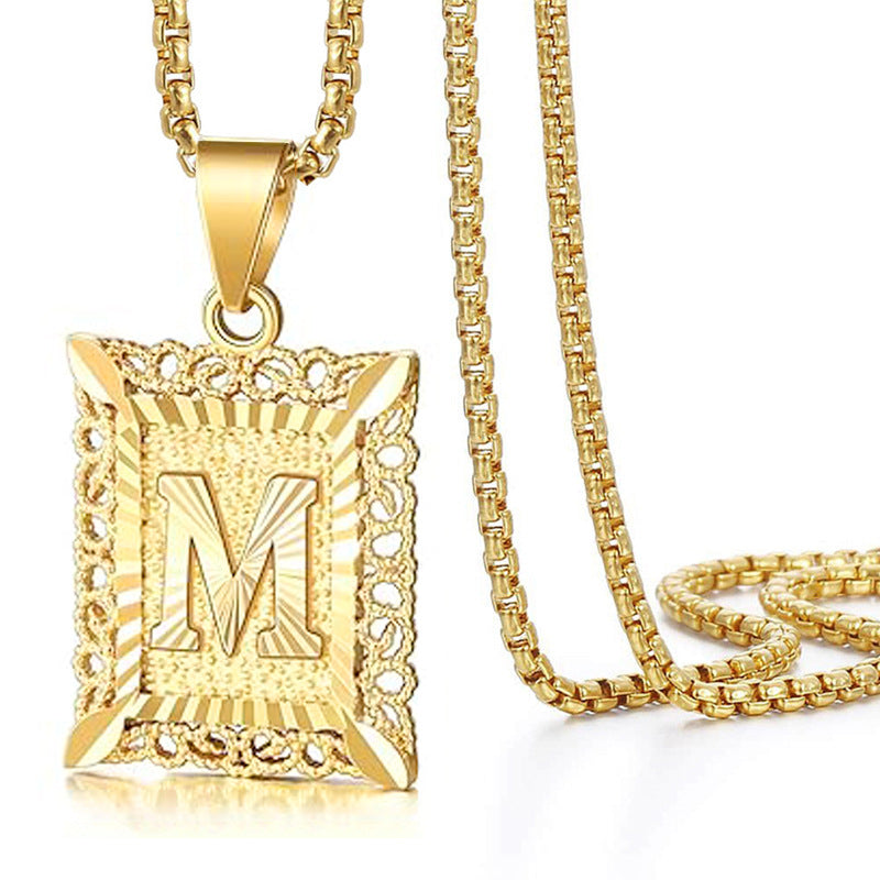 Wholesale  Cuban Chain Men's English 26 Letter Pendant Accessories  Letter Necklace