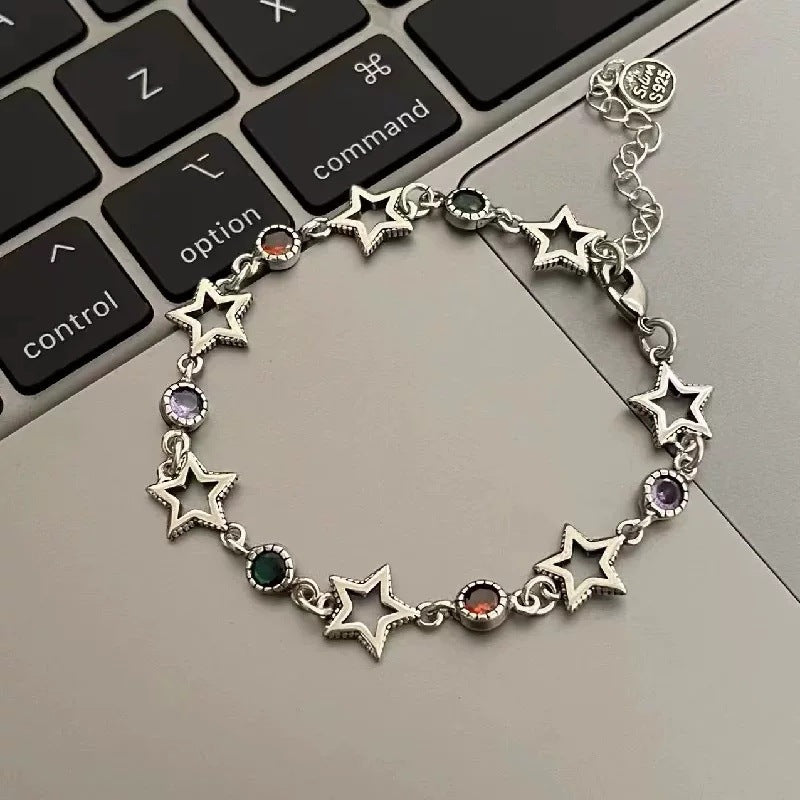 Wholesale Copper Electroplated Five-Pointed Star Bracelet Vintage Y2K Women' s Fashion Accessory