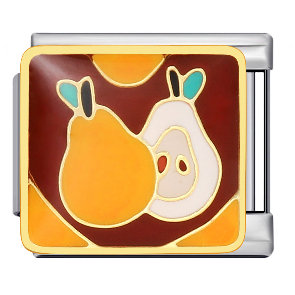 Wholesale Italian Charm Bracelet 9mm DIY Splicing Removable Fruit Series Stainless Steel Composable Bracelet