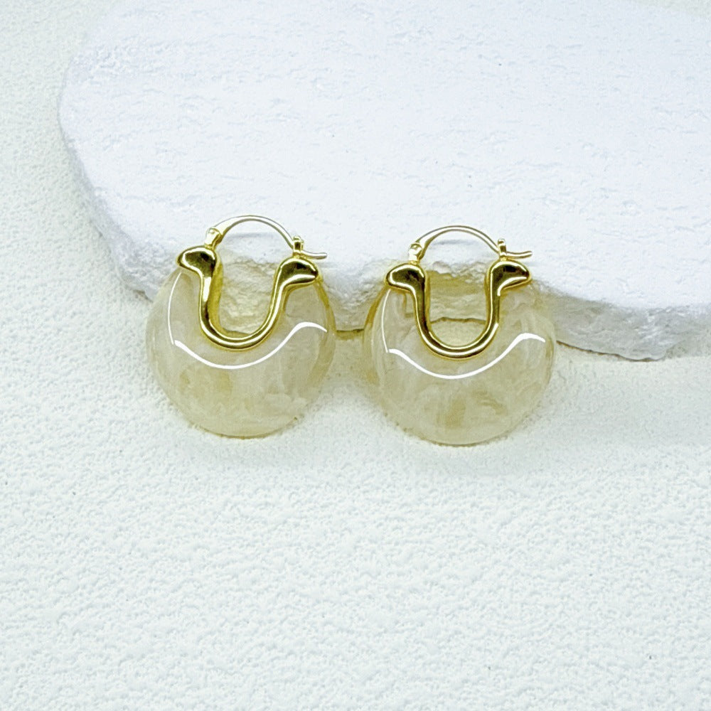 Wholesale Geometric V-Shaped Copper &  Plastic Earrings