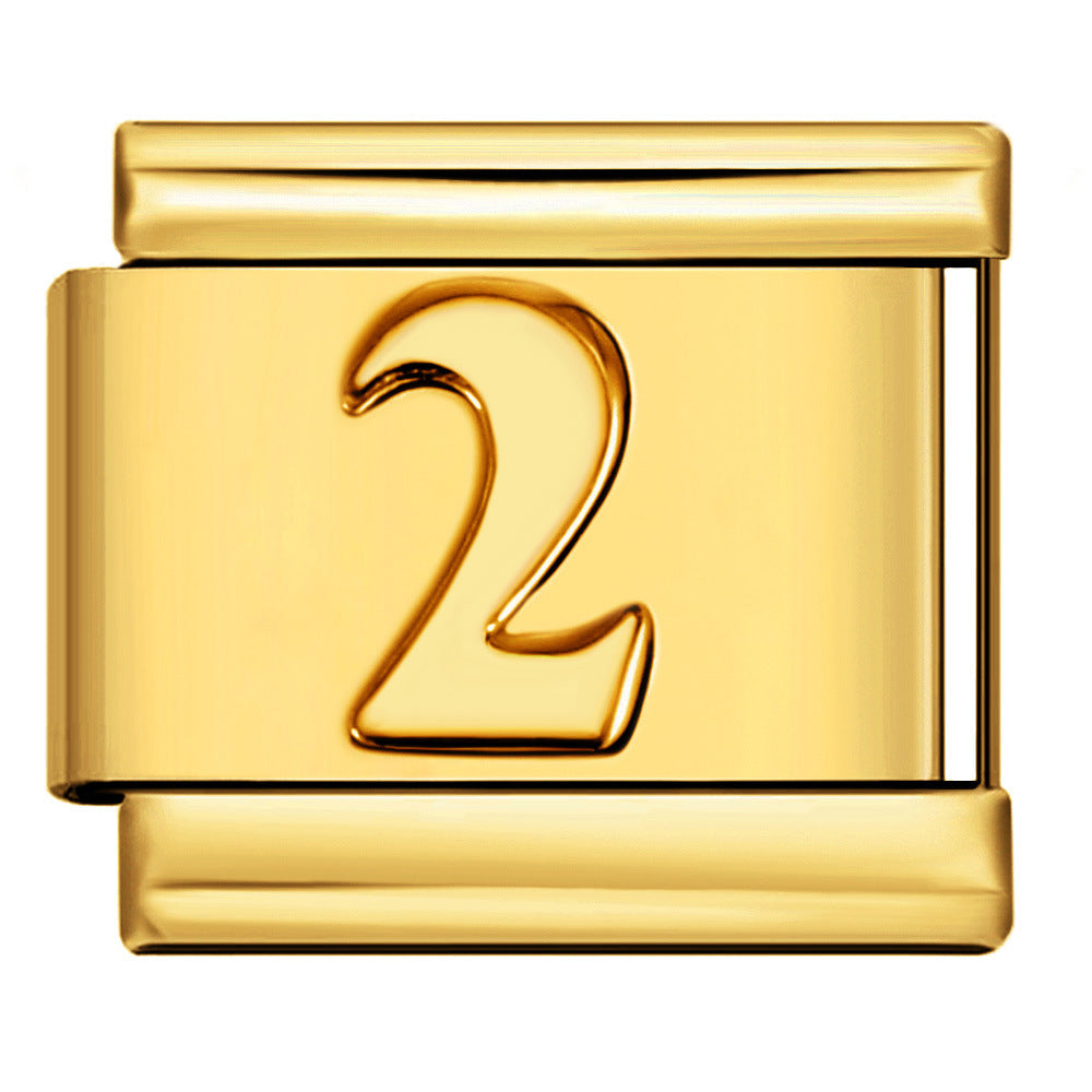 Wholesale Italian titanium steel gold module Charms