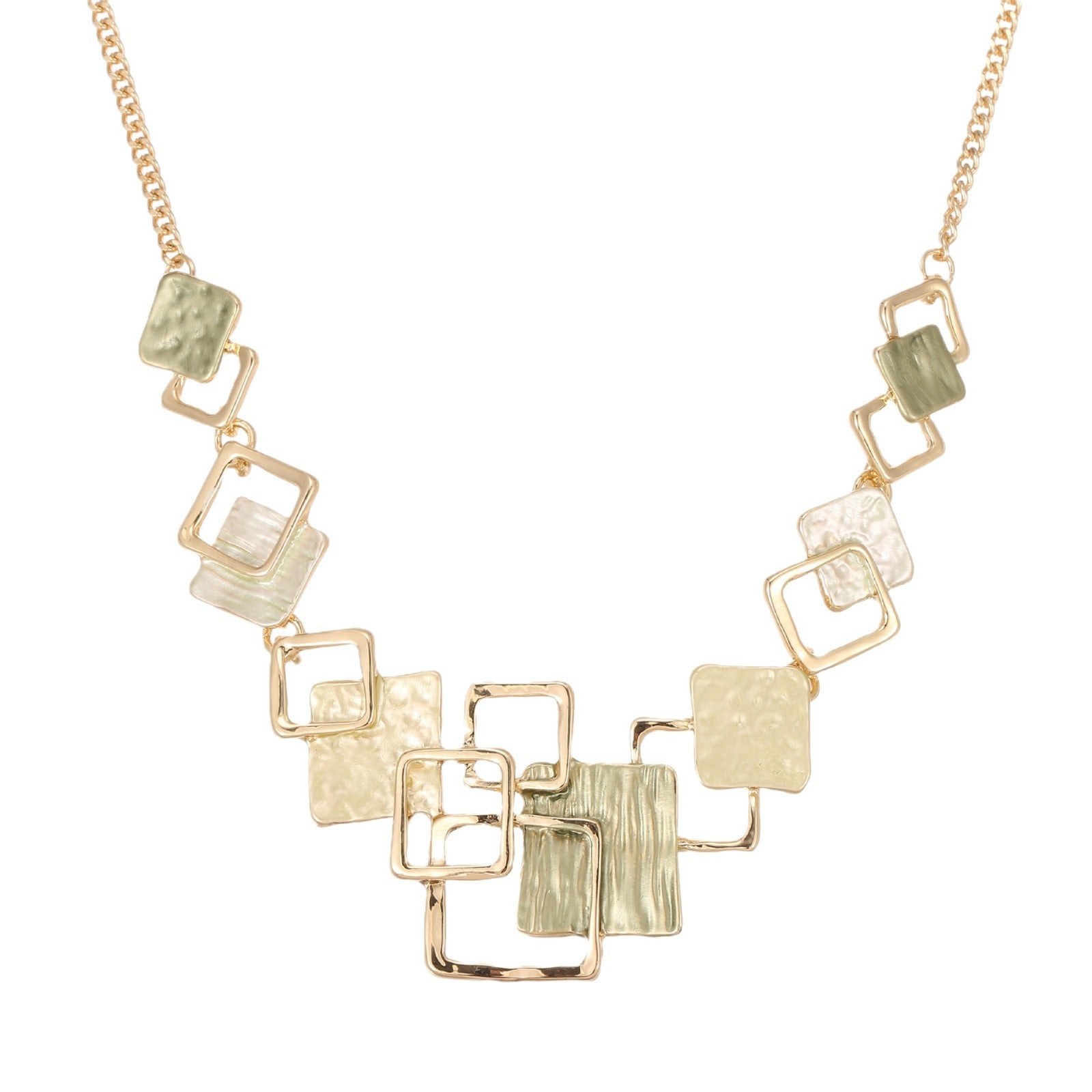 Wholesale  Colorful Oil Painting Geometric Square Earrings Bracelet Necklace Suit