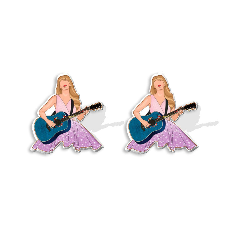 Wholesale Musician Cartoon Heat Shrinkable Resin Earrings ACCVIP-ES-XiangLian008