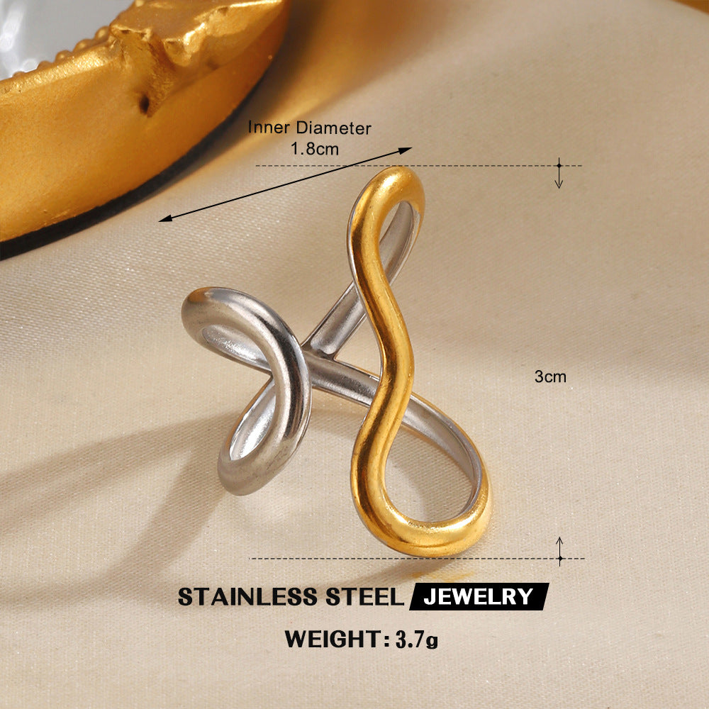 Wholesale Stainless Steel Contrast Color Ring for Women Fashion Accessory Everyday Wear