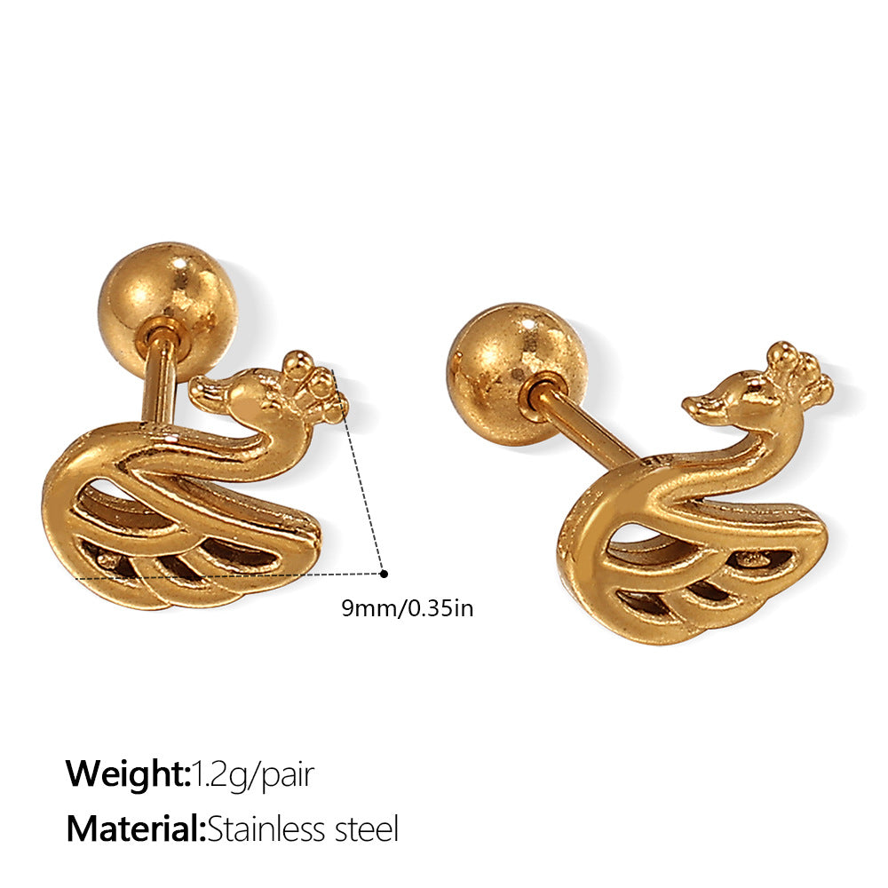 Wholesale Stainless Steel Electroplated Bear Ear Studs with Micro Zircon,  Everyday Fashion Accessory