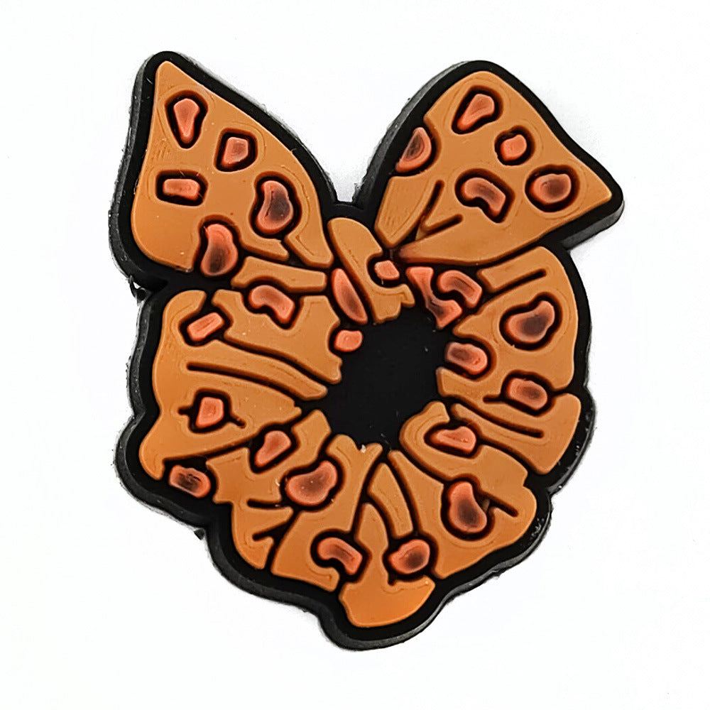 Wholesale 10pcs Leopard Print Coffee Cup Dog Claw Love PVC Soft Adhesive Hole Shoes Buckles ACC-SC-WanX002