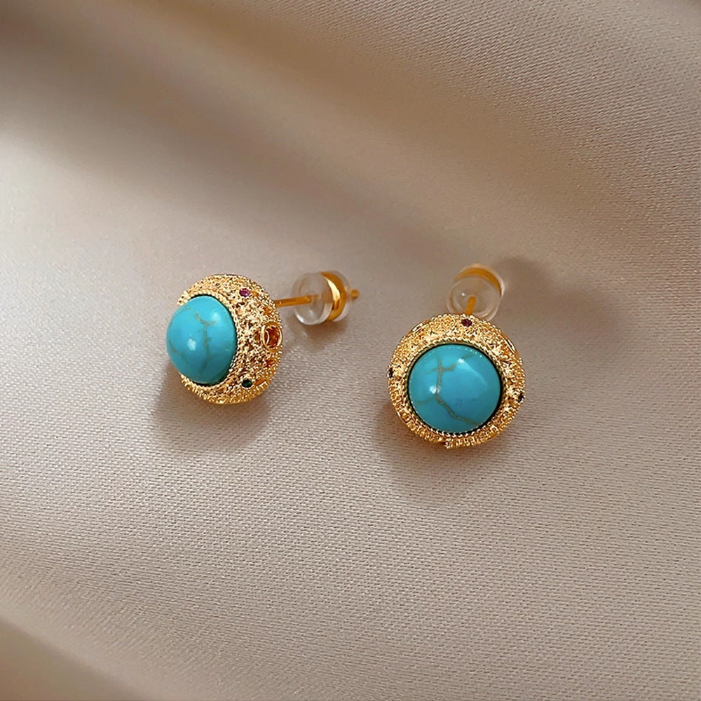 Wholesale Elegant  Sophisticated Four-Leaf Clover Turquoise Stud Earrings
