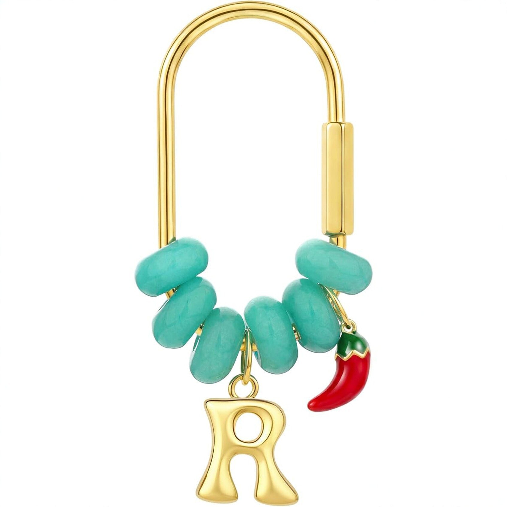 Wholesale Alphabet Bead Stone Pendant Bag Charm Keychain Fashion Decorative Accessory For Purse Gift Boutique Resale