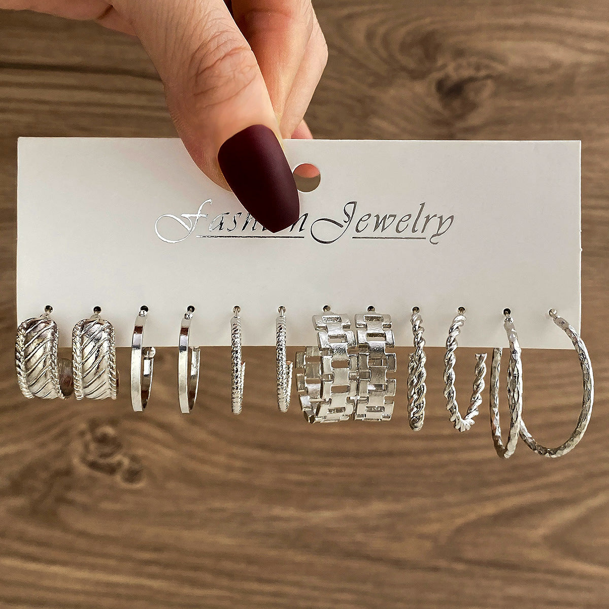 Wholesale  Geometric Multi-layer C- shaped Pearl Earrings Set