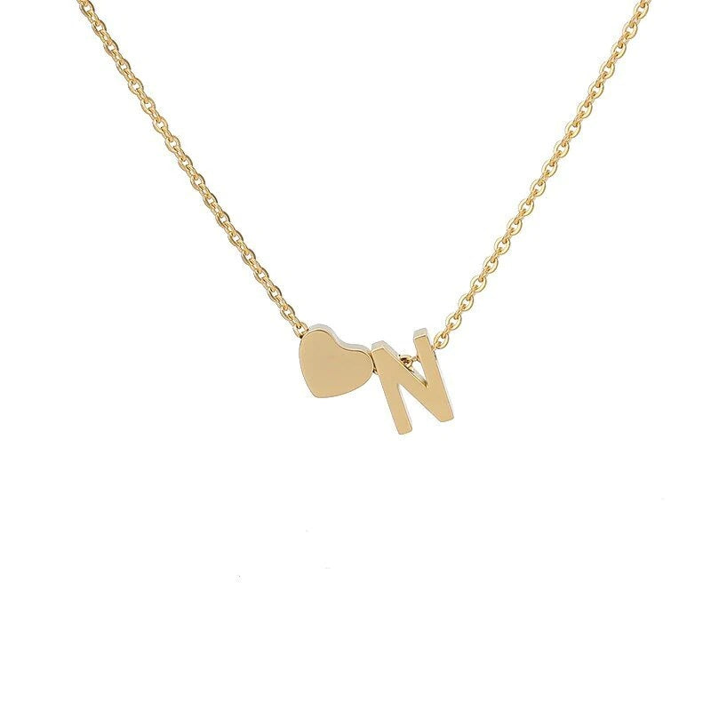 Wholesale Trendy Heart Letter Love Necklace Titanium Steel Gold Inlaid Fashion Jewelry Accessory