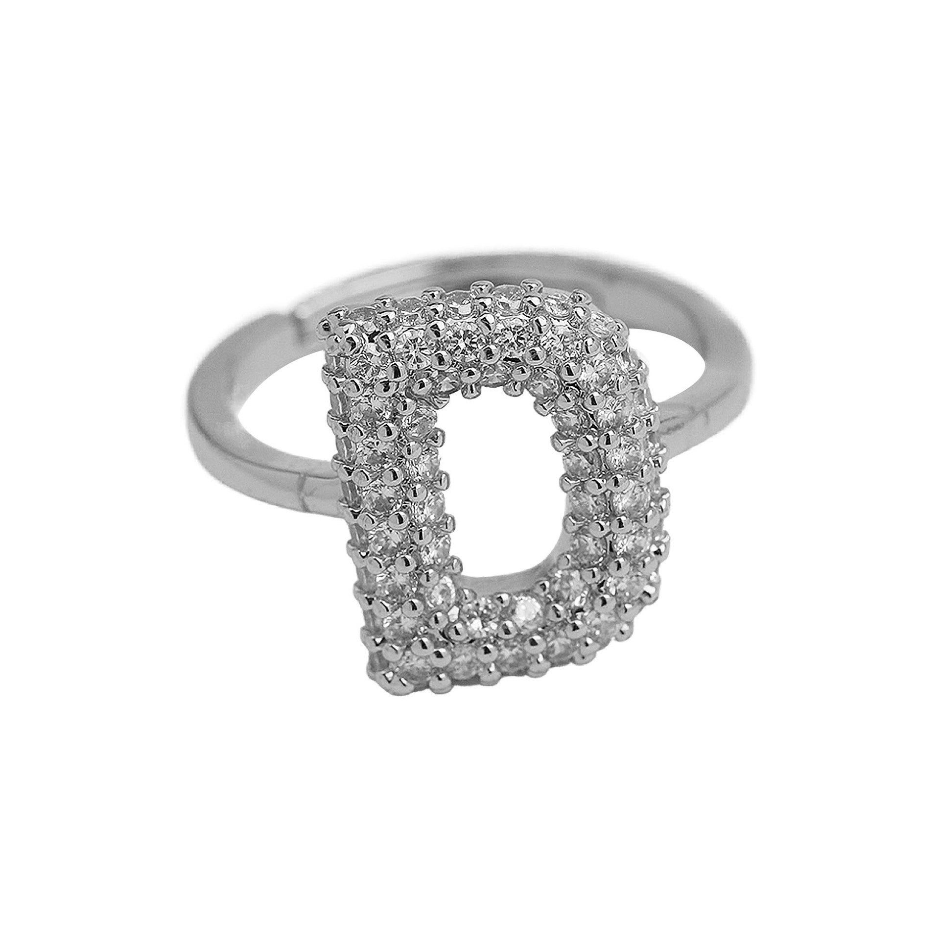Wholesale  white gold balloon bubble cute 26 English letters open ring