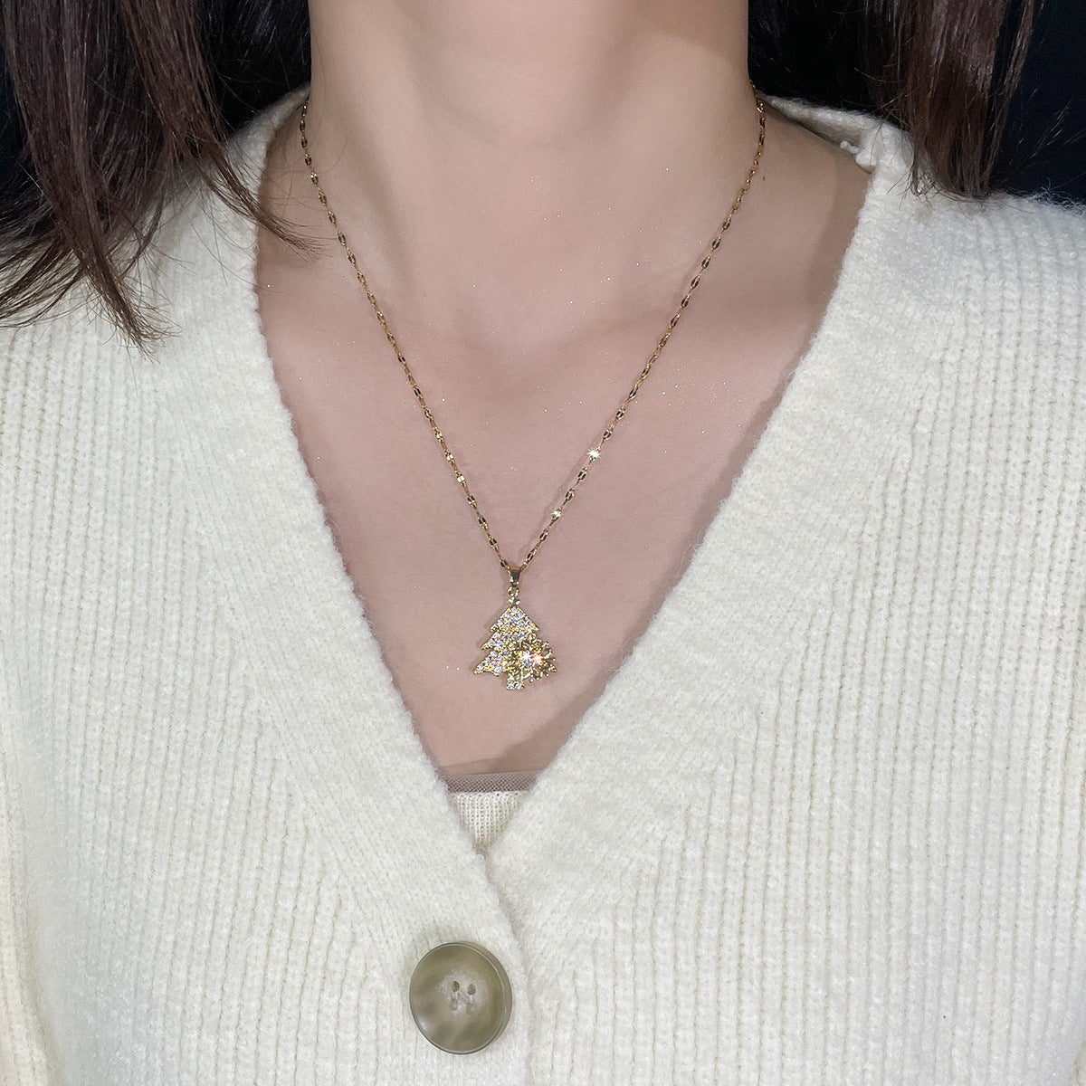 Wholesale Rotating Snowflake Christmas Tree Necklace