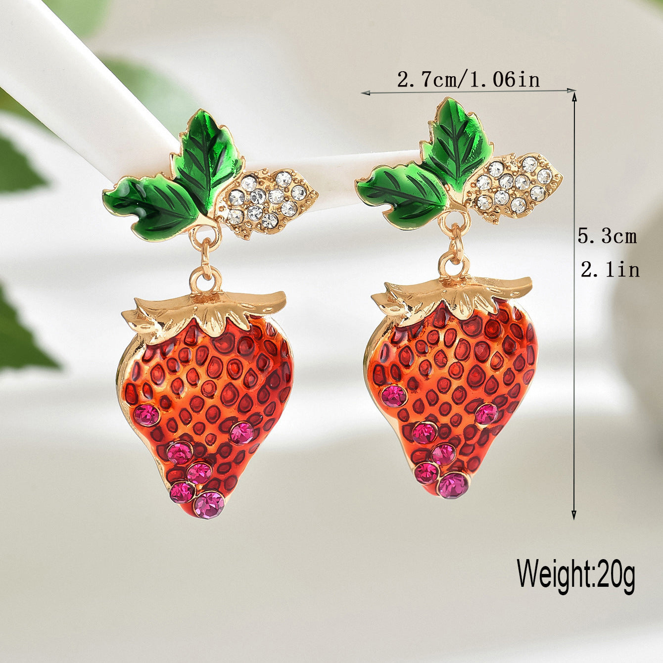 Wholesale Cute strawberry-shaped rhinestone earrings