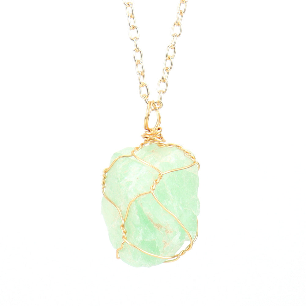 Wholesale Irregular Natural Crystal Tiger Stone Original Stone Pendant  Necklace