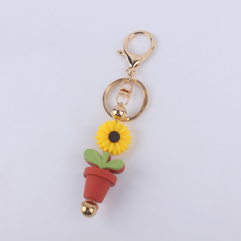 Wholesale Cartoon Daisy Flower Silicone Keychain ACC-KC-GuangTian029