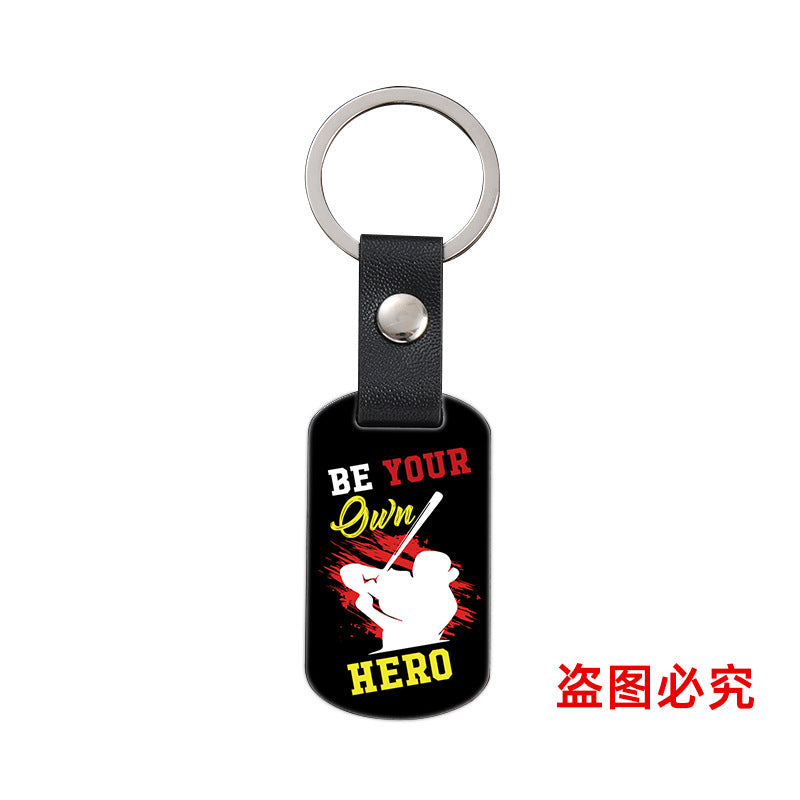 Wholesale Softball Baseball Sports Metal Leather Keychain ACC-KC-Ganggu036
