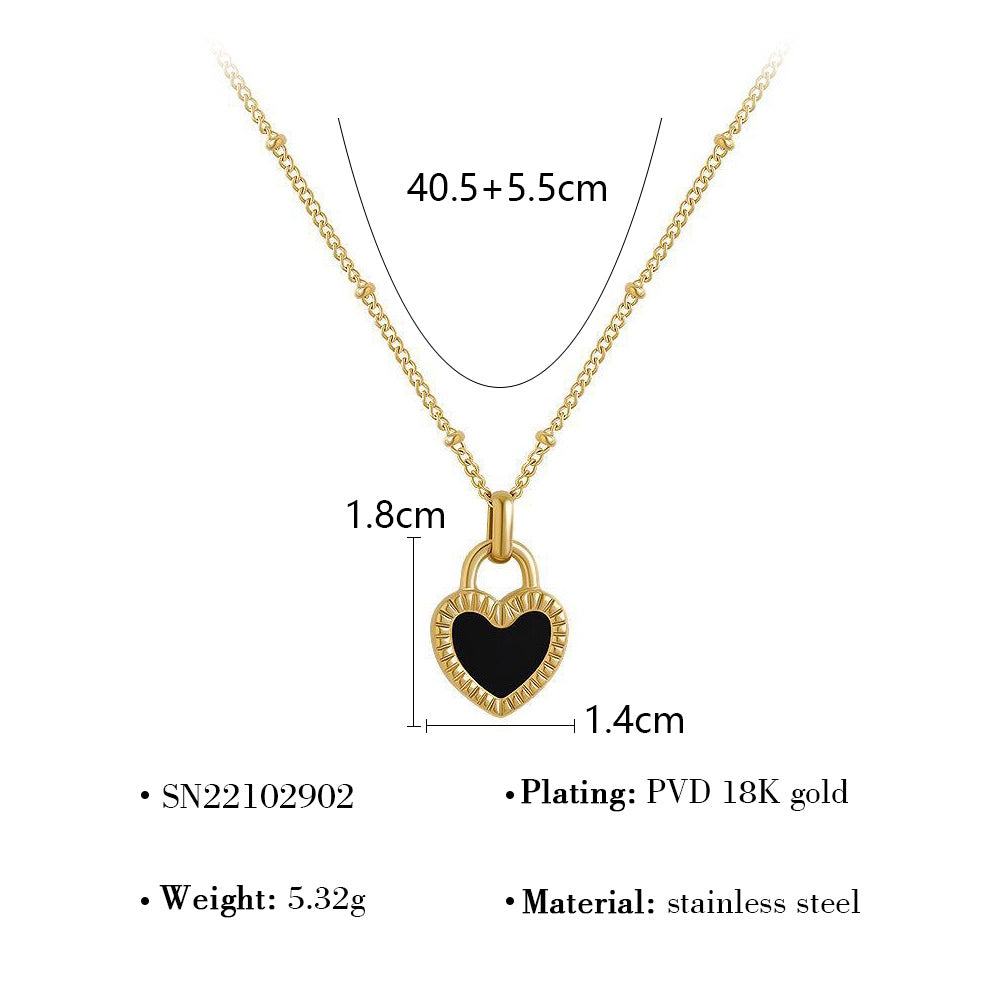 Wholesale Titanium Steel Necklace Love Necklace 18K Gold Plated Necklace Double Sided Heart Pendant Necklace ACC-NE-Mingl001