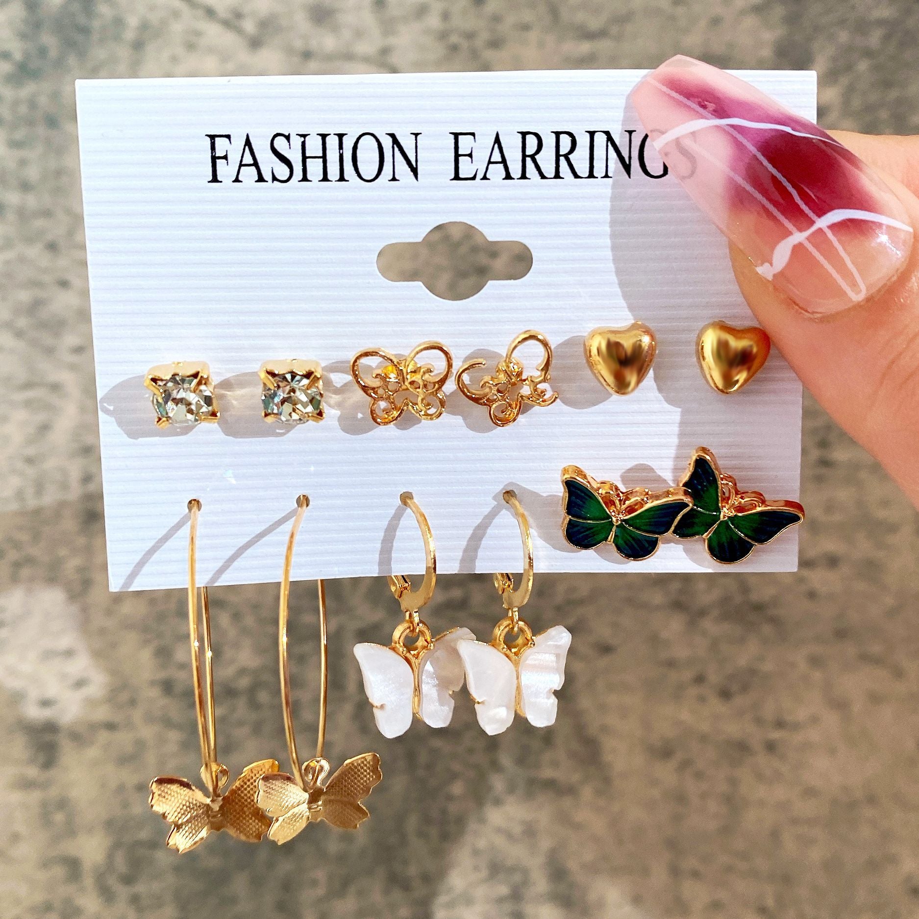 Wholesale French Vintage Gold Earring Set with Pearls 6 Pieces ACC-ES-HZS001
